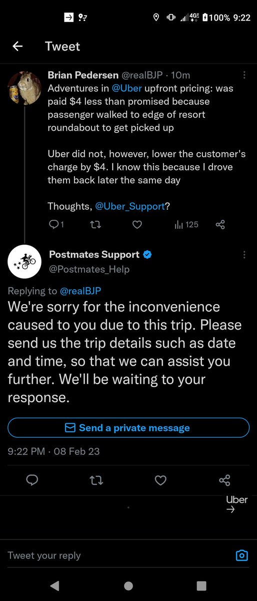 Brian Pedersen on Twitter "Methinks I've uncovered an Uber_Support/Postmates_Help inter