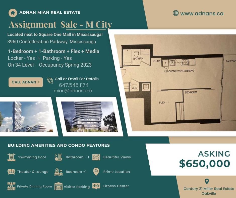 adnansrealty's tweet photo. Assignment Sale
#mcity #mississaugarealestate #squareonemall #mississauga #assignmentsaletoronto #listingforsale #mississuguadowntown #CondoLiving #MiltonON #torontoontario #ListingAlert #listingoftheday #listingproperty #mississaugalife #torontorealestate #oakvillehomes https://t.co/TgtPC3rwfZ