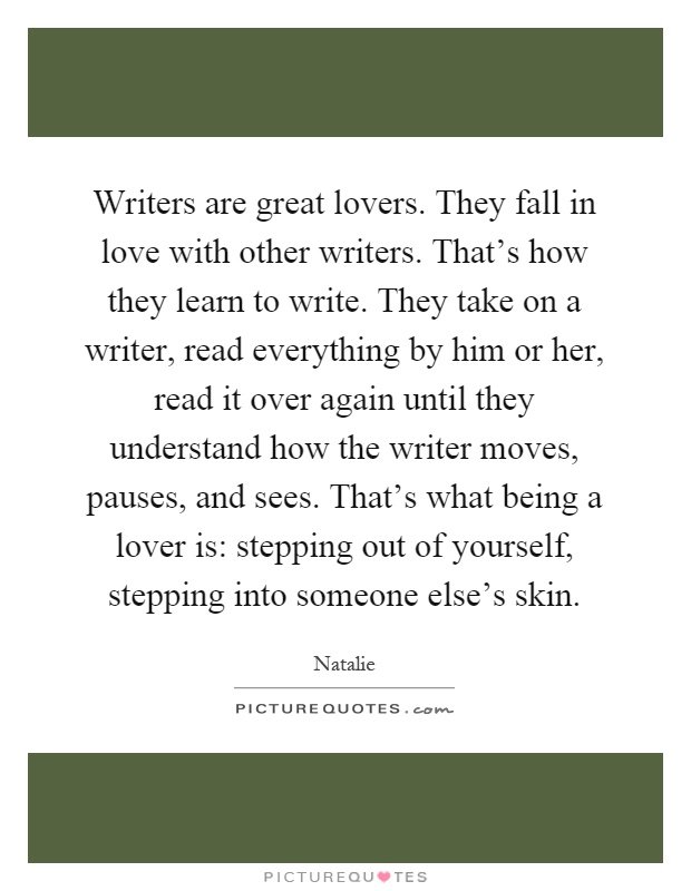 Writers are great lovers.

Agree?

#WritingThoughts #ValentinesWeek #ThursdayThoughts #QOTD #Quoteoftheday #QuotesonWriting #WritingQuotes #WritingCommunity #WritersLife #WritingTips