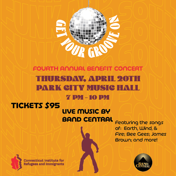You're invited! Get your groove on to funk and soul from the seventies at CIRI's Fourth Annual Benefit Concert. Wear your favorite funky threads and boogie down in support of refugees, immigrants, and survivors in Connecticut. 

To purchase tickets, visit: CIRIConcert2023.givesmart.com