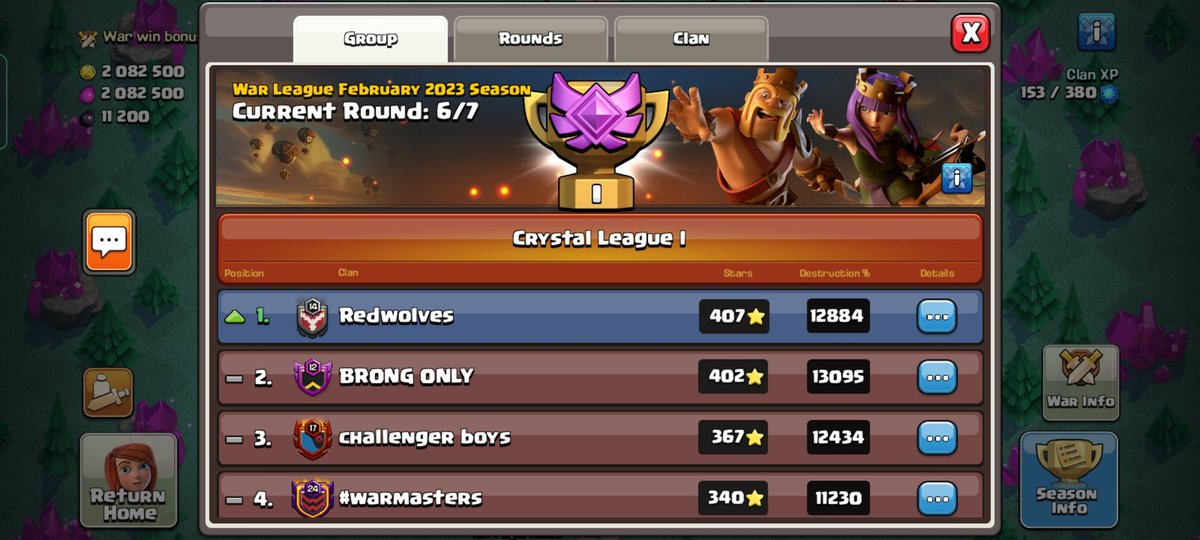 bigiguy514's tweet photo. Both clans in it for the top spot and looking to get that promotion 🔥🔥🔥 #Leeesssgggoo #CWL #ClashofClans #Wolves https://t.co/pnriMYdt0p