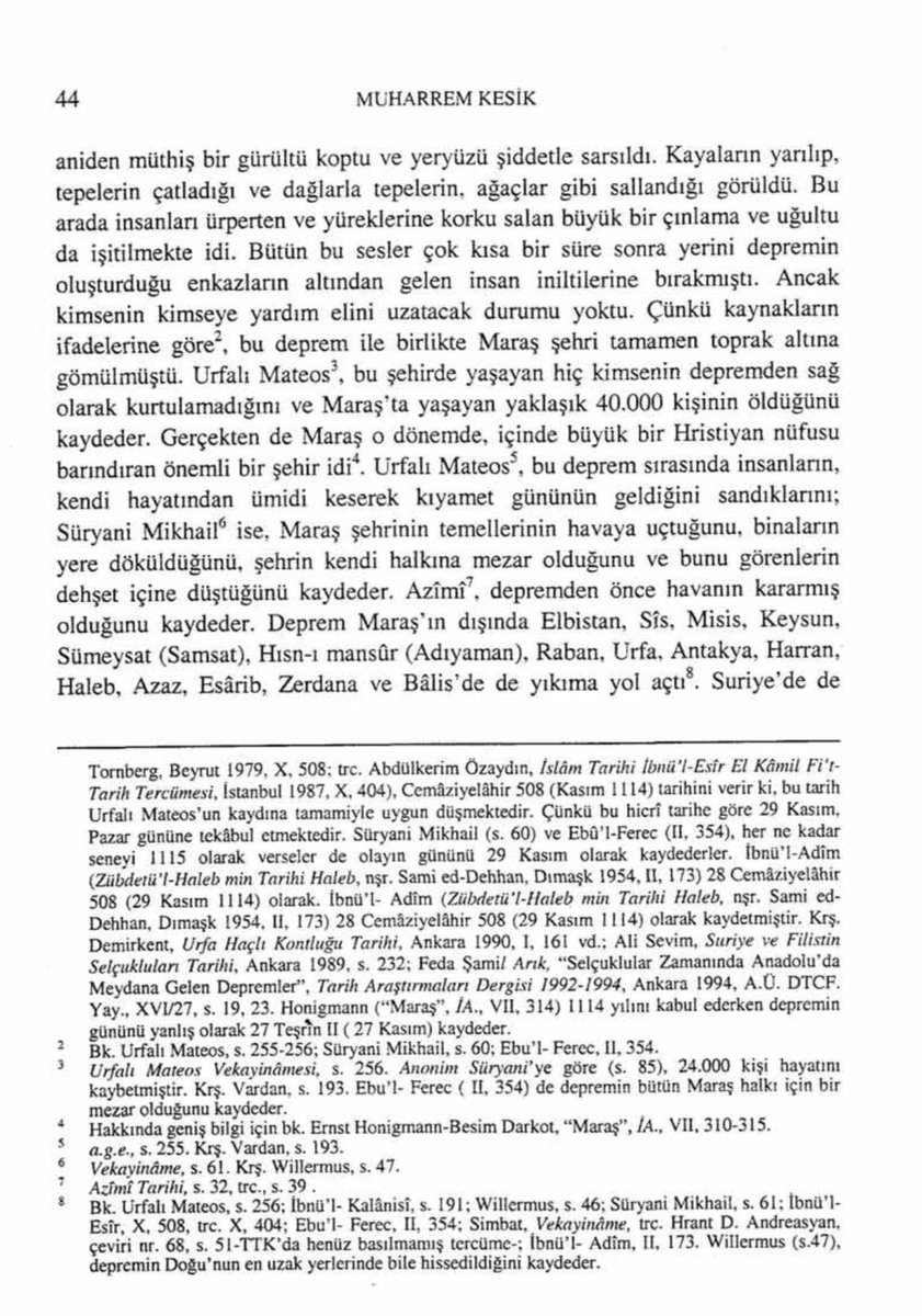 aybar_sedat's tweet photo. Maraş Depremi, 1114, “…çok büyük bir deprem meydana geldi. Herkesin derin uykuda olduğu bir sırada aniden müthiş bir gürültü koptu ve yeryüzü şiddetle sarsıldı”…”Zelzele sonrasında kar yağmaya başladı….” Urfalı Mateos, s.256, @muharrem.keskin https://t.co/TiPUi0XPFw