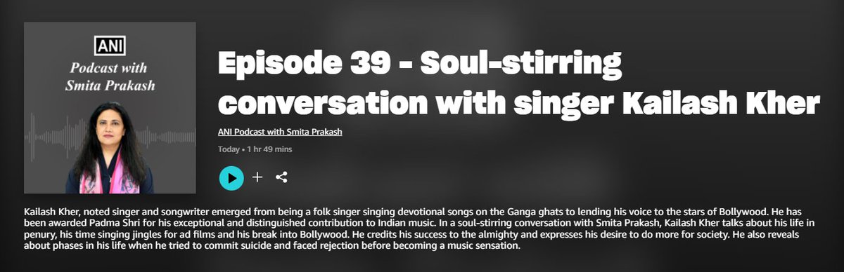#ANIPodcastWithSmitaPrakash | EP-39 with singer Kailash Kher streaming now
#ANI… #ANIPodcastWithSmitaPrakash | EP-39 with singer Kailash Kher streaming now
#ANI…