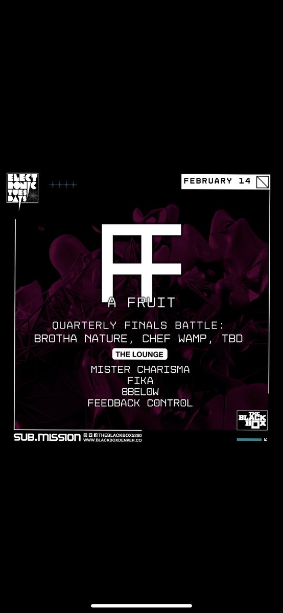 Less than a week from my first time playing the <a href="/TheBlackBox5280/">The Black Box</a> lounge! I go on from 10-11pm and entry to the lounge is free. Also, follow my artist page! <a href="/8belowmusic/">8below</a>