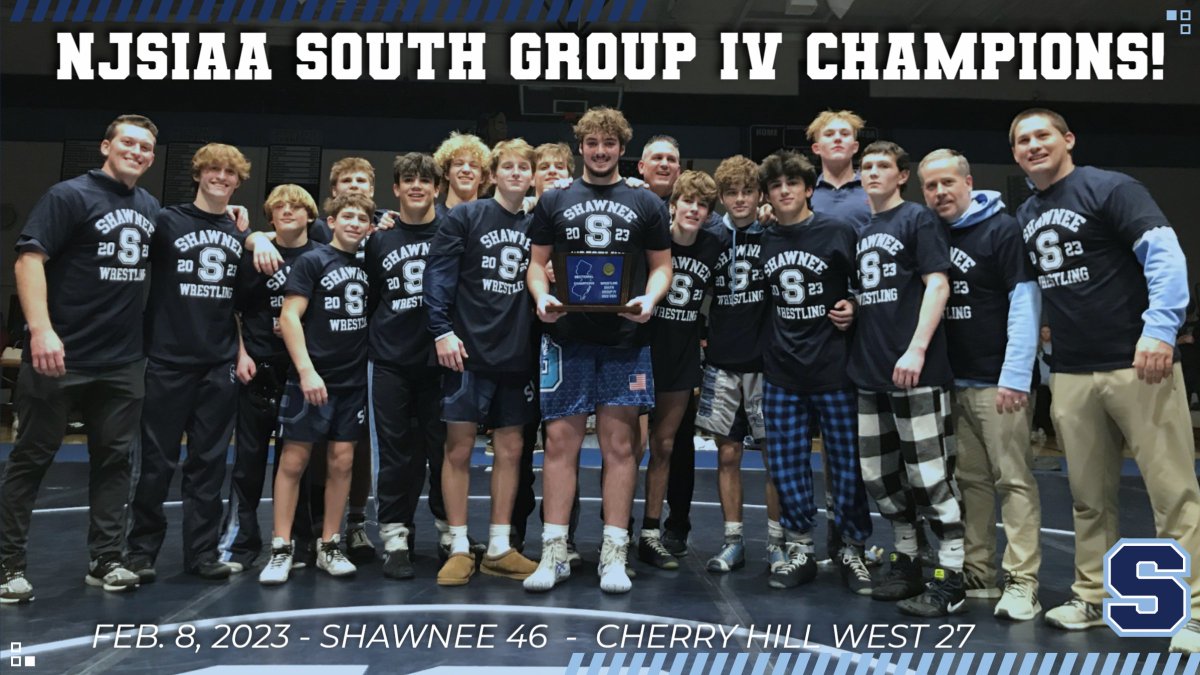 Wrestling - Congratulations to the Shawnee Wrestling team and coaches on back-to-back NJSIAA South Group IV Championships. This is the Renegades 12th Sectional Title in school history!