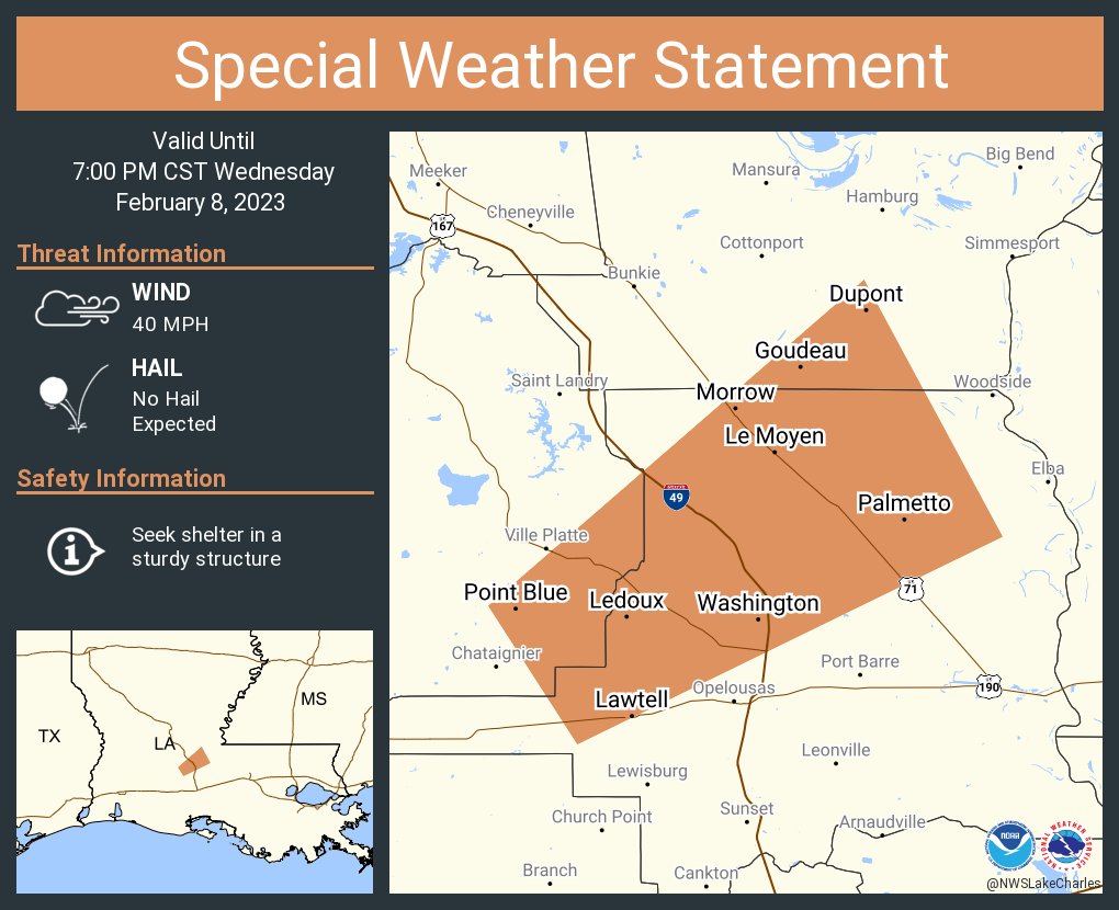 NWS Lake Charles on Twitter "A special weather statement has been