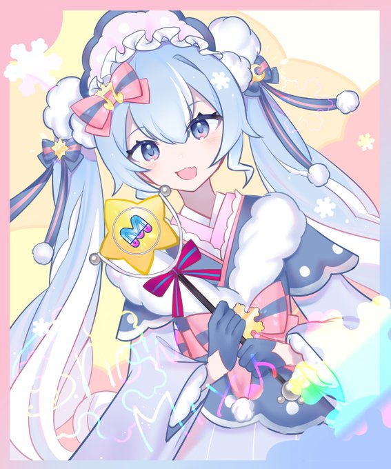 もにた*さんの雪ミクさん!初音ミク「マジカルミライ 10th」のステッキを持ってニッコリ微笑む姿がとってもキュートだホー(*'艸`*)【】 #piapro #雪ミク 