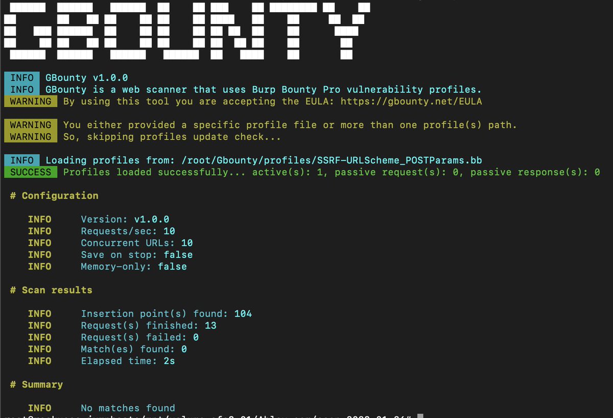 rockysec's tweet photo. Playing a little bit with GBounty , it's a very good tool to integrate with your own automation. Great job @GBountySecurity @BurpBounty 🔥🪲🔥 https://t.co/mCYCH0K1DQ