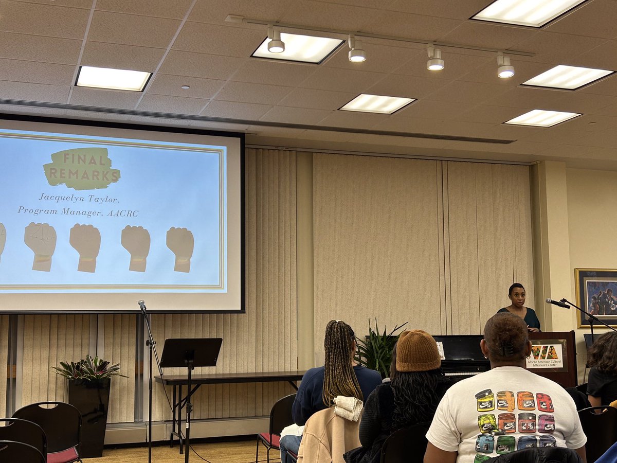 UCBBG's tweet photo. The opening ceremony for Black History Month hosted by the @ucAACRC was amazing! The keynote speaker gave a great talk and the spoken word piece was amazing. Everyone in the program did great! Sign up for the AACRC newsletter to find out more about upcoming events! https://t.co/zAoZBaz6ds