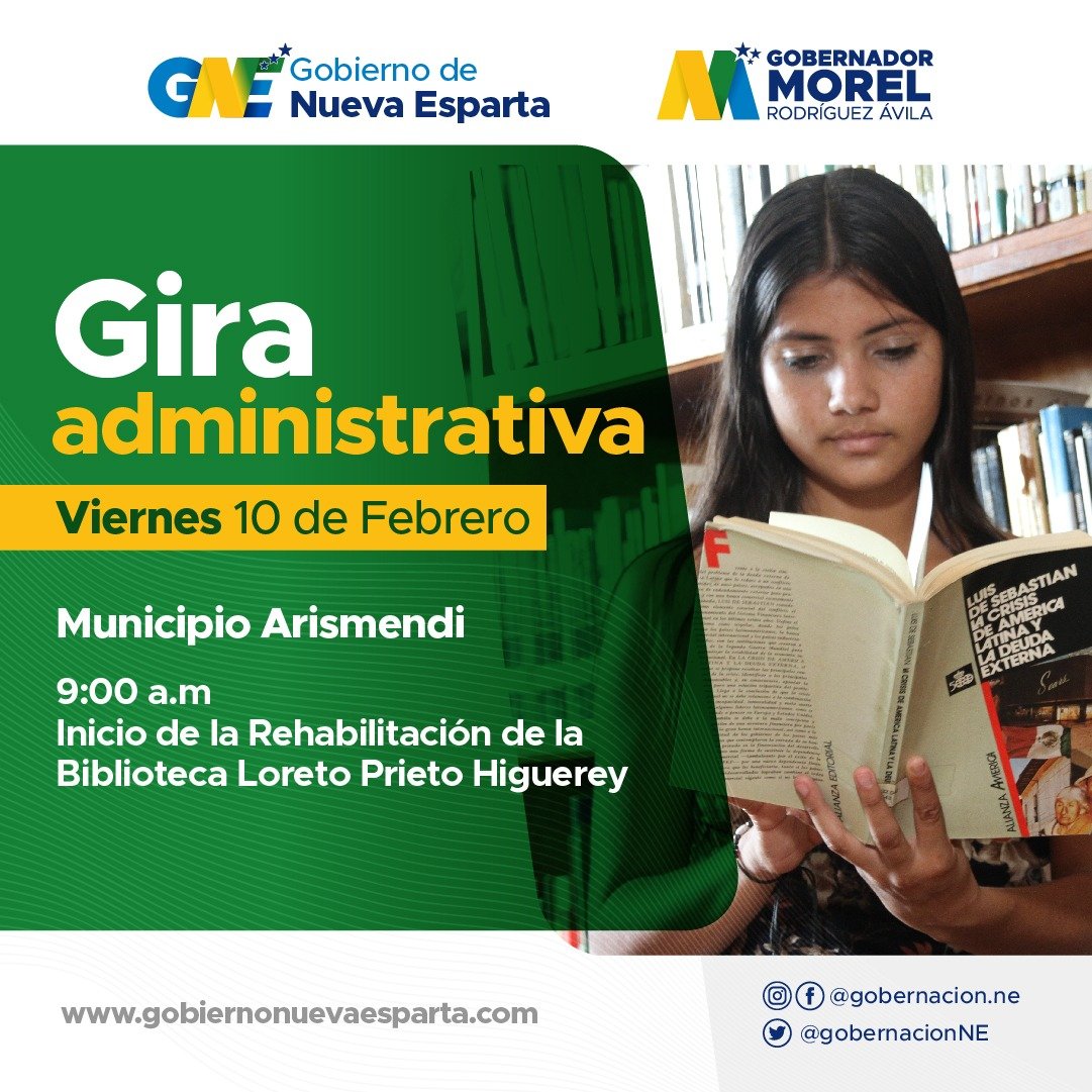 GobernacionNe's tweet photo. Este viernes #10Fe cumpliremos con estudiantes, lectores, docentes y la comunidad insular que solicitaron la recuperación de la Biblioteca Pública "Loreto Prieto Higuerey". Infraestructura que convertiremos otra vez en un centro modelo para el aprendizaje. #IslaDeMargarita https://t.co/qghbQPD8T2