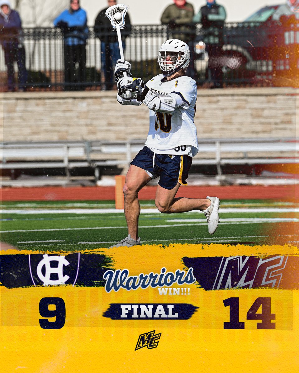 MerrimackMLAX's tweet photo. WARRIORS WIN!! 

Brian Russell finds the back of the net FOUR times in the Warriors 14-9 victory over Holy Cross! 

Jack Rooney added three goals to his season total. Drew Hailey scored twice in the victory. 

The Warriors get back to action on Saturday against LIU.

#GoMack https://t.co/YlP68erAdM