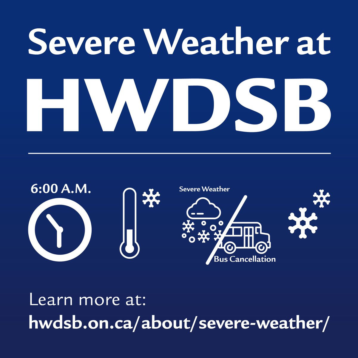 A special weather statement is in effect for Hamilton. Heavy rainfall and strong winds are expected throughout Thursday.

We'll be monitoring the weather and will share any school or transportation cancellations tomorrow morning by 6 a.m.

Severe Weather: hwdsb.on.ca/wp-content/upl…
