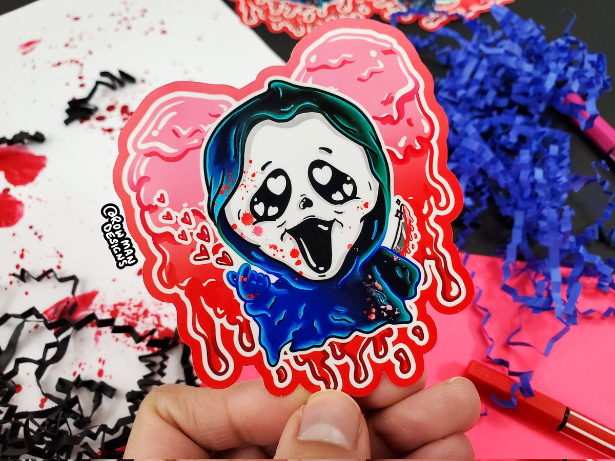 RowManDesigns's tweet photo. Now in my #etsyshop! 😱💖🔪
https://t.co/bqIFNKk3q3

#Scream #ghostface  #HorrorFan #gifts #Illustrator #art #digitalart #cuteart #valentines #handmade #stickers #greetingcards https://t.co/qjJCNMd8dM