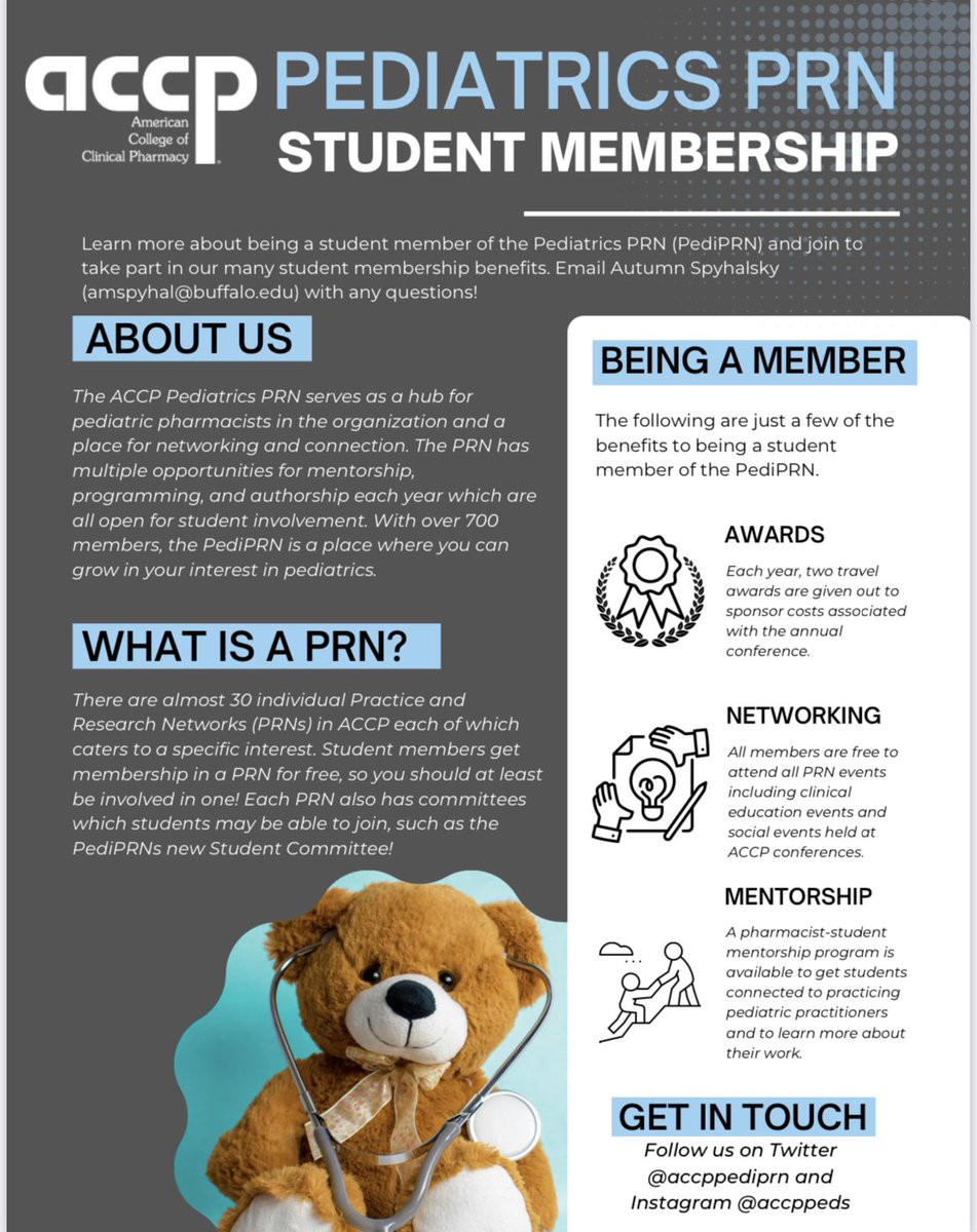 accppediprn's tweet photo. We are excited to announce our newest sub committee, the PediPRN Student Membership Committee! https://t.co/daVyxKGkmg