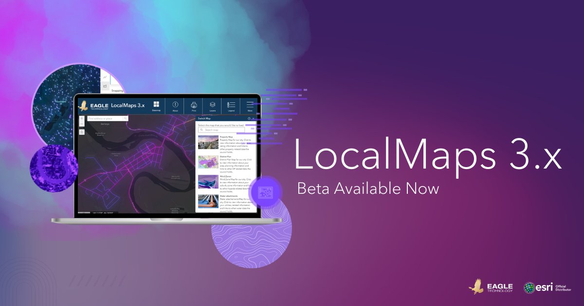 eaglegis's tweet photo. Say hello to the next generation of LocalMaps with the Viewer 3.x Beta. Check out what’s new over at the LocalMaps Resource Centre (https://t.co/QSPWsgIesJ) or read our blog detailing key features and what you need to know here: https://t.co/ClcwJo20Sb #LocalMaps #GIS https://t.co/EQV9Opy4xx