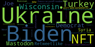 infokalyptisch's tweet photo. Trending in my timeline now: #Ukraine (4) #Biden (4) #NFT (3) #Turkey (2) #Wisconsin (2) #Joe (2) #Mastodon (2) #Retweetlike (1) https://t.co/3pziyk95Xg