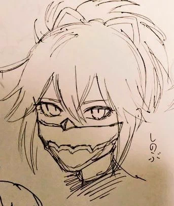 これはボールペンでらくがきした久岐忍と左手で描いたタルタリヤ 