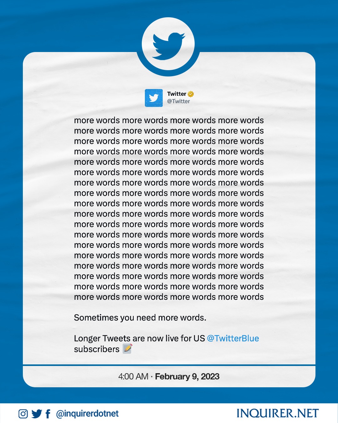 Inquirer on X: &ldquo;MORE WORDS? LOOK: Accounts subscribed to Twitter 