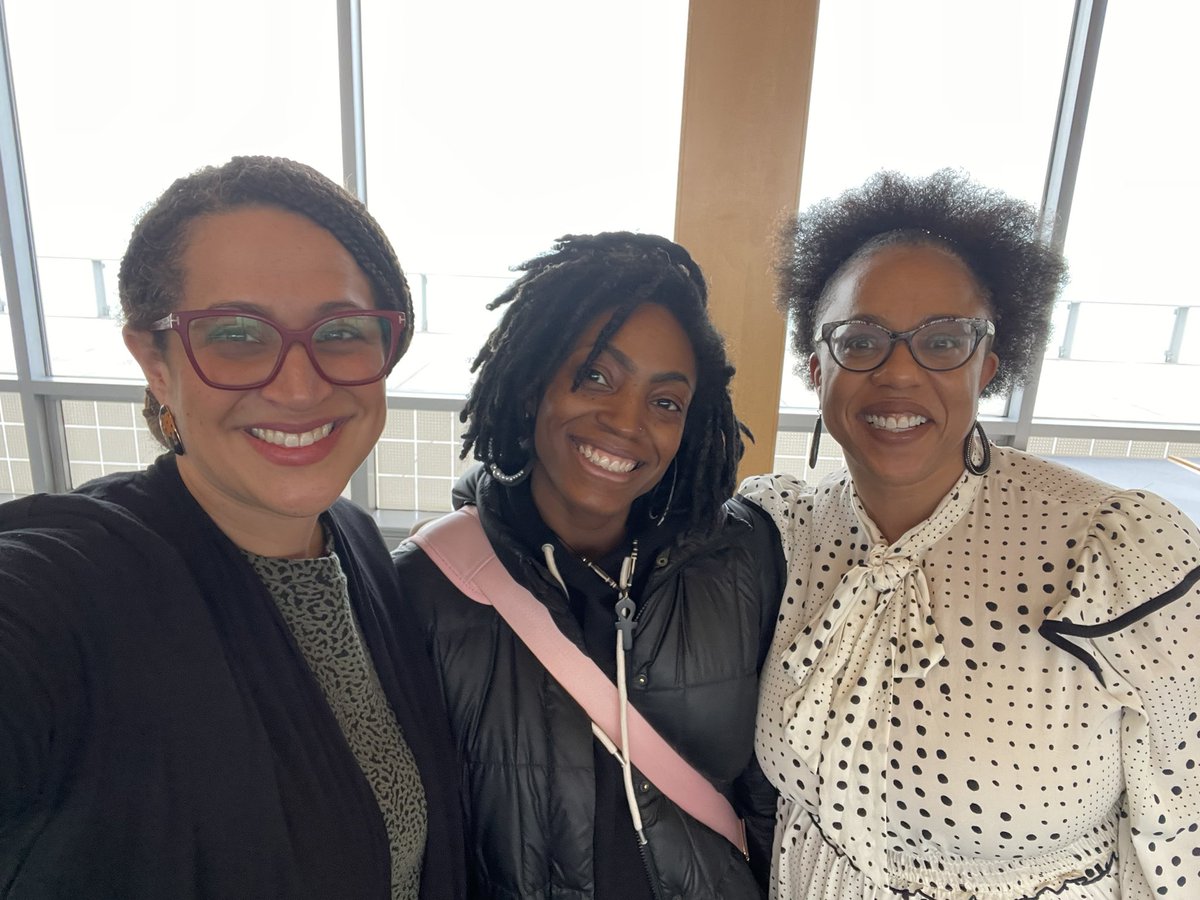 EToddBreland's tweet photo. It was so fun talking Black education history &amp; our shared research interests with my friend &amp; colleague Dr. Tikia Hamilton @triple_ivy for this #BlackHistoryMonth event with @LoyolaChicago students! And the homie Dr. Twyla Blackmond Larnell @tblarnell came through ❤️🖤💚 https://t.co/pFhLgHR74n