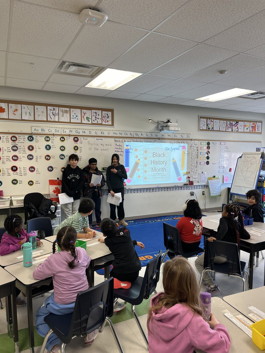 marshview_ps's tweet photo. Our student leaders celebrating Black Excellence with classes today  at both our @WHDayES and @ChrisHadfieldSc sites. @SCDSB_Schools #BlackHistoryMonth https://t.co/wXPrmUG3CQ