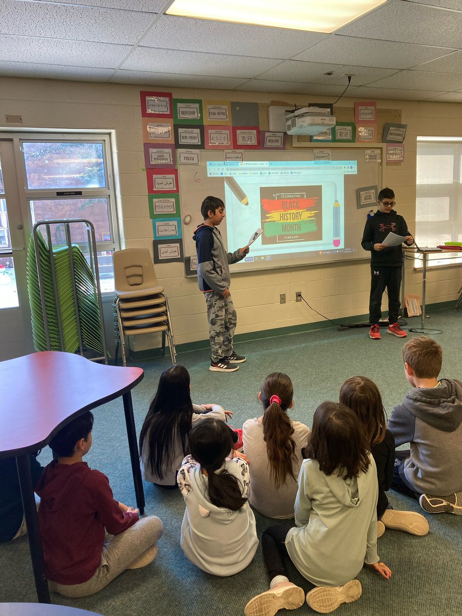 marshview_ps's tweet photo. Our student leaders celebrating Black Excellence with classes today  at both our @WHDayES and @ChrisHadfieldSc sites. @SCDSB_Schools #BlackHistoryMonth https://t.co/wXPrmUG3CQ
