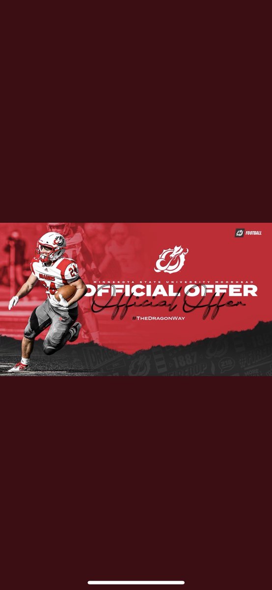 After a great conversation with @CoachCzech15 I’m excited to announce that I’ve received a scholarship offer from MSUM! #thedragonway @CoachStrohmeier @CoachEricFinney @KD_Kicking