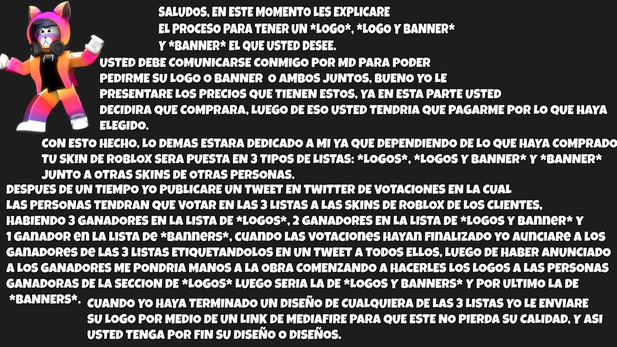 RobloxWilyrex's tweet image. HOLA A TODOS, AQUI LES TRAIGO MI NUEVA TABLA ACTUALIZADA MOSTRANDO LOS DISEÑOS ACTUALES COMO TAMBIEN MOSTRANDO LOS PRECIOS CLARAMENTE Y EXPLIACNDO TODO EL PROCESO QUE SE DEBE HACER AL PEDIR DISEÑOS, AQUI LES DEJO TODAS LAS IMAGENES PARA QUE SE GUIEN MEJOR 👍