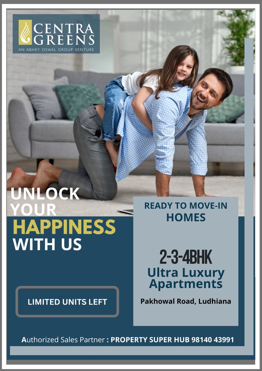 PrptySuperHub's tweet photo. Come home, where life is real fun !

Enjoy living with 395+families who already moved in. 
2/3/4bhk apartments 

Call : Sandeep Chhabra
9814043991

#Realestate #Residential #Finance #Ludhiana #Homes #Housing #Punjab #NAR #2bhk #ElegantHomes #Lifestyle #AssociationOfRealtors https://t.co/AlXO4bYWMx