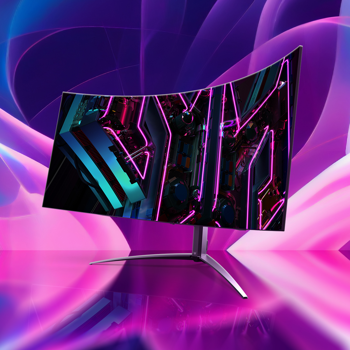 Predator_USA's tweet photo. Wide and curved, the new #PredatorX45 monitor elevates your game with 45 inches of #800R #OLED majesty. https://t.co/c9evcevO9x