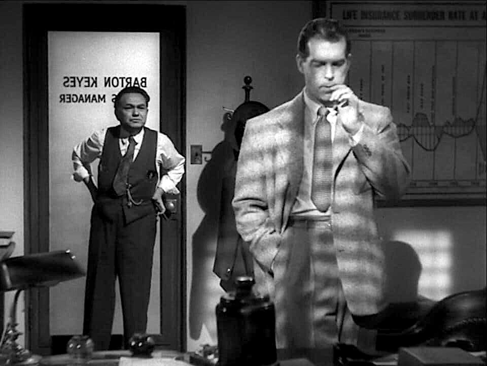 Edward G. Robinson, Fred MacMurray, "Double Indemnity" (1944). #filmnoir