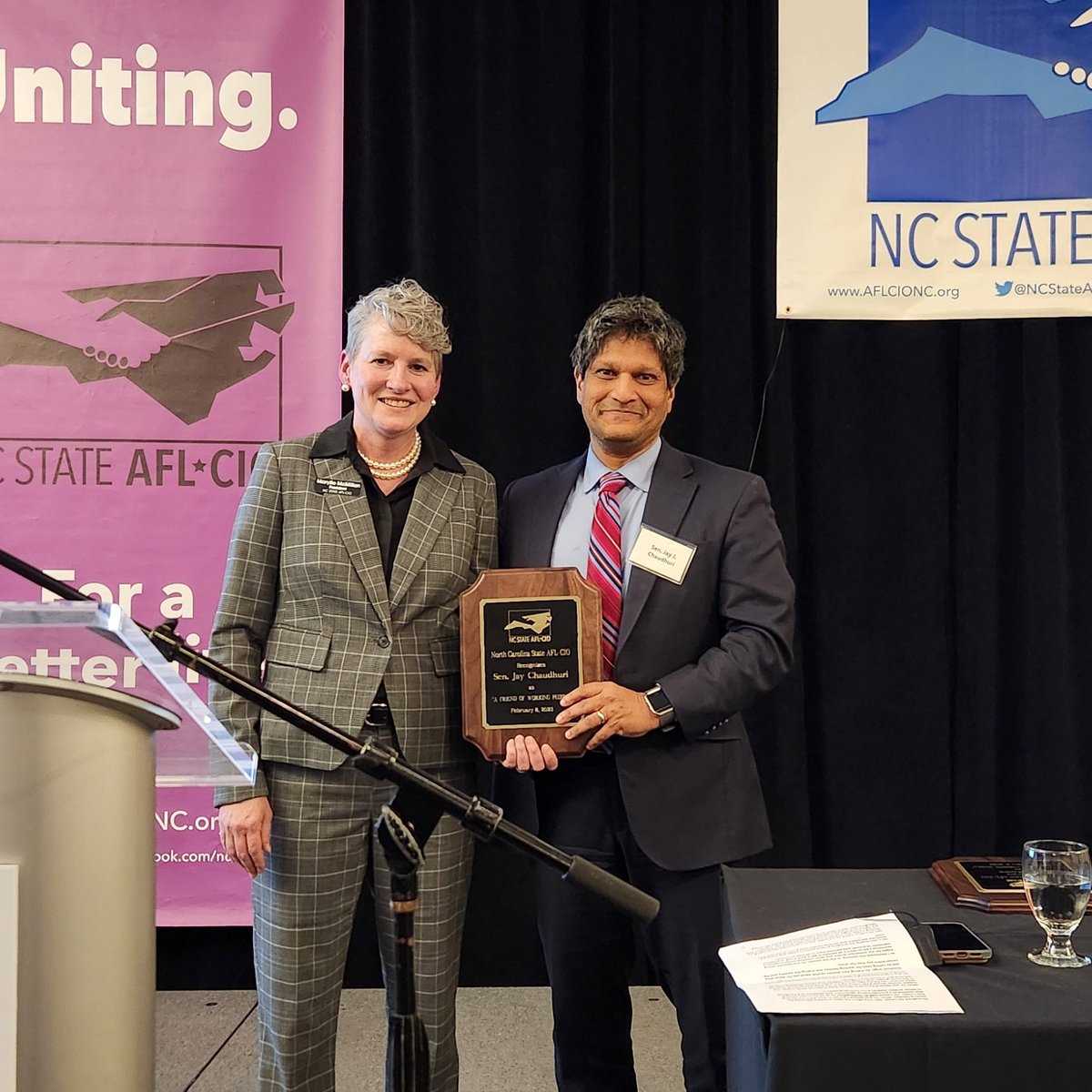 NCStateAFLCIO's tweet photo. Please join us in congratulating NC Senator @jay_chaudhuri, recipient of our 2023 Friend of Working People Award! #ncga #countmein #1u https://t.co/1HmIyOLDCh