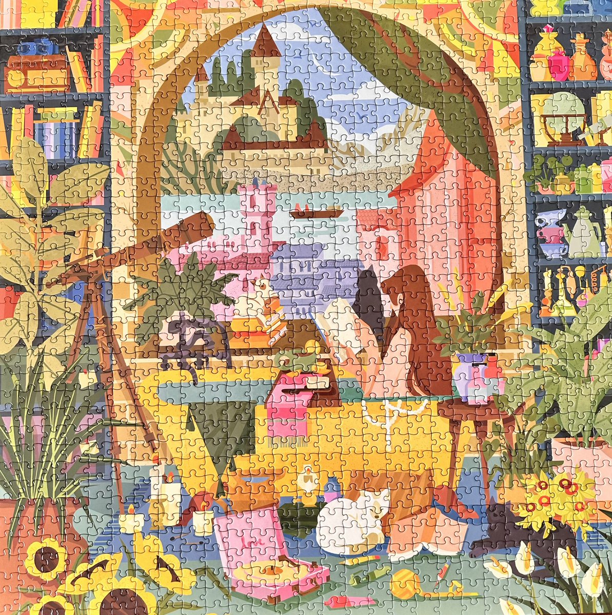 Second puzzle of the year completed, I love how vibrant yet calming this artwork by @EurekartStudio is. Time to reward myself with a new puzzle and audiobook 🥰