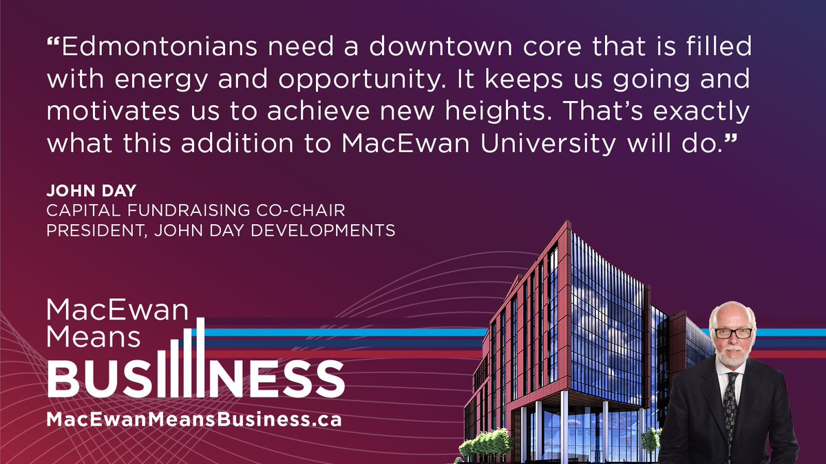 triffoschool's tweet photo. John Day, our capital campaign co-chair, is ready to work together to continue growing an Edmonton for the next generation with our new School of Business building.
#MacEwanMeansBusiness #ABpostsec #ableadership #YEG #abpoli https://t.co/2BrgpcSmu4