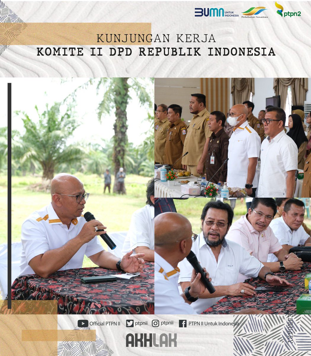 ptpnii's tweet photo. SEVP Management Asset, SEVP Business Support berkolaborasi dengan Pemkab Deli Serdang menerima kunjungan kerja Komite II DPD RI.
Selengkapnya di https://t.co/1fOGXHf0vV
@KemenBUMN @holding_ptpn @DPDRI
#ptpn2 #ptpnii #ptpnjayaberkahjuara https://t.co/RwYlFwR6K4