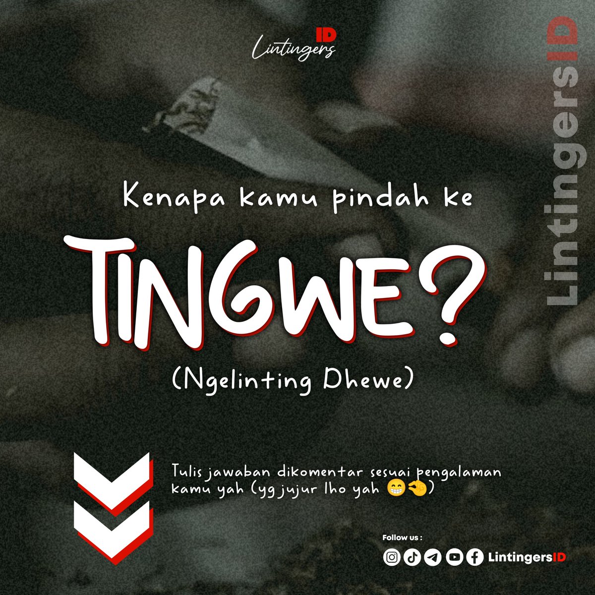 LintingersID's tweet photo. Kenapa Brosis Lintingers pindah ke #tingwe ?
#lintingan #lintingersid #tingwe #tembakauindonesia #tembakausemesta #tembakau #nglinting #nglintingdhewe #nglintingdewe #bako #tobacco #dunialinting #infotembakau #infotingwe #tingweindonesia #indonesiantobacco #bacco #tingwemurah https://t.co/e75qUtZYua