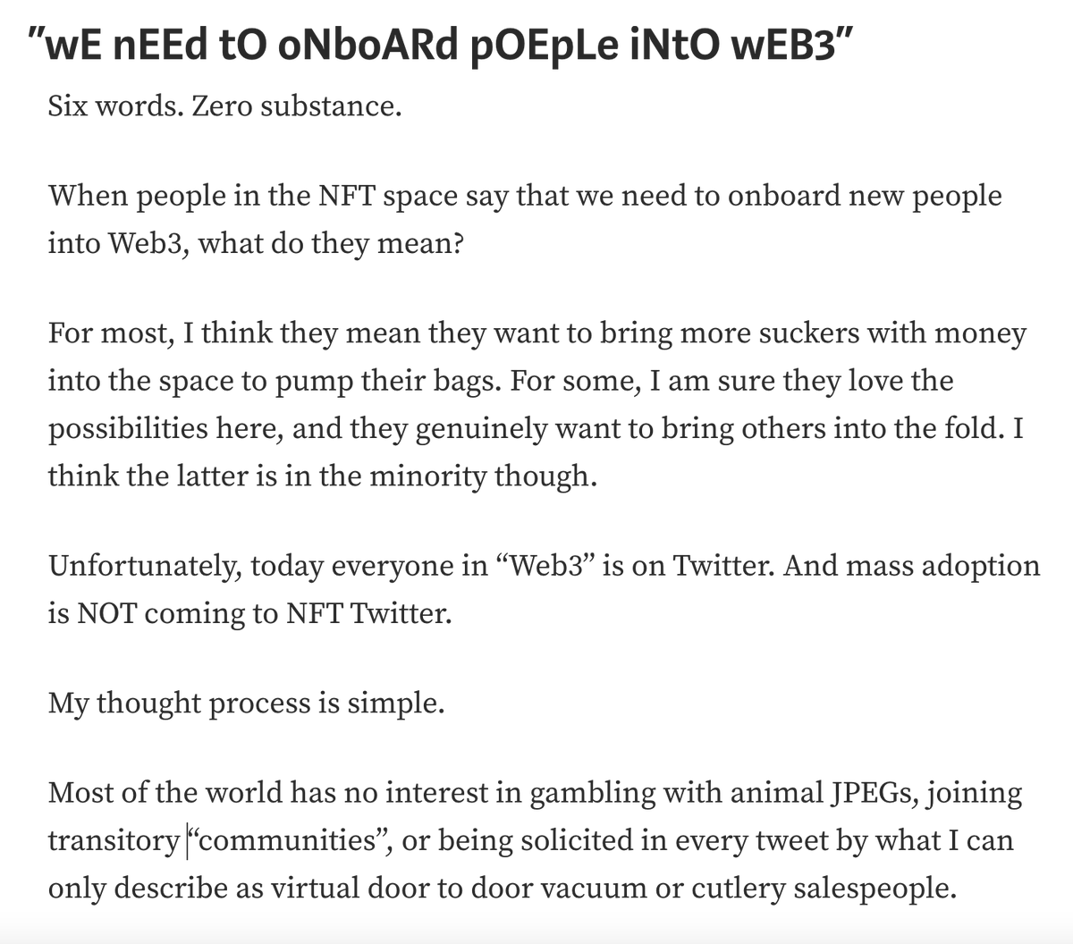 The_Pons's tweet photo. Getting that medium article knocked out. Here is an excerpt on my thoughts on mass adoption coming to the NFT community on Twitter.

Final version might be worded differently https://t.co/RMp4a6wuMk