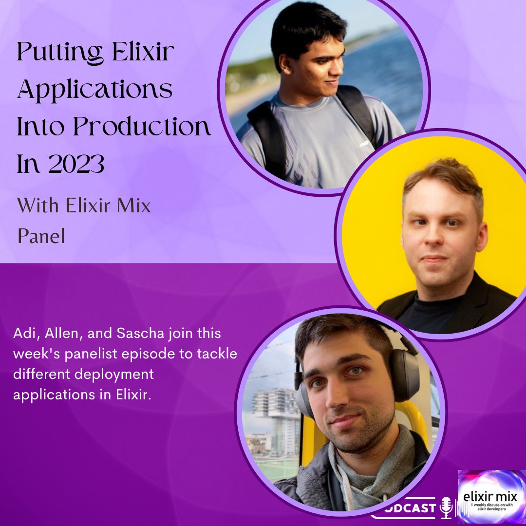 Check out this week's episode of #ElixirMix with @lebugcatcher, @allenwyma and @wolf4earth

#𝗘𝗠𝘅: Putting Elixir Applications Into Production In 2023

rfr.bz/t5izxbd
