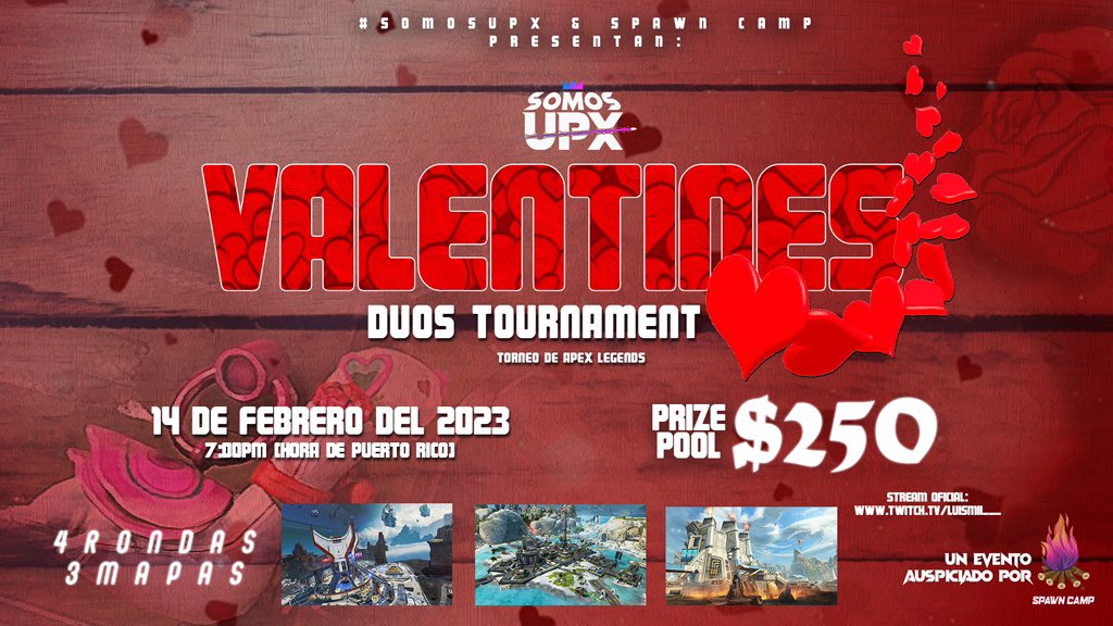 luismii___'s tweet photo. ¡NO SE LO PUEDEN PERDER!

Este próximo martes, 14 de febrero del 2023 estaremos celebrando el #ValentinesDuosTournament 🥰

Hora: 7:00PM (🇵🇷)

Este evento será transmitido oficialmente por https://t.co/giJlVUzlJZ https://t.co/frXJpl5sOs