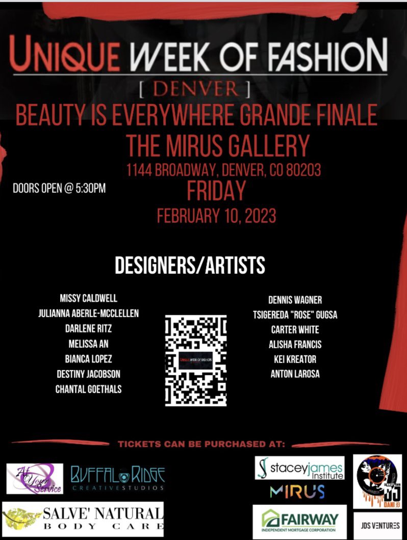denversunique's tweet photo. I’m so excited for this GRANDE FINALE!!! Some of the best designers, artists, models, hair &amp; make up stylists, photographers, &amp; DJ’s will be showing up! Don’t miss it!!! Only a few tickets left!!!

https://t.co/WQaMCOQSJK
#denversuniqueweekoffashion #everyonewelcome #grandefinale https://t.co/YizwlZQpUL