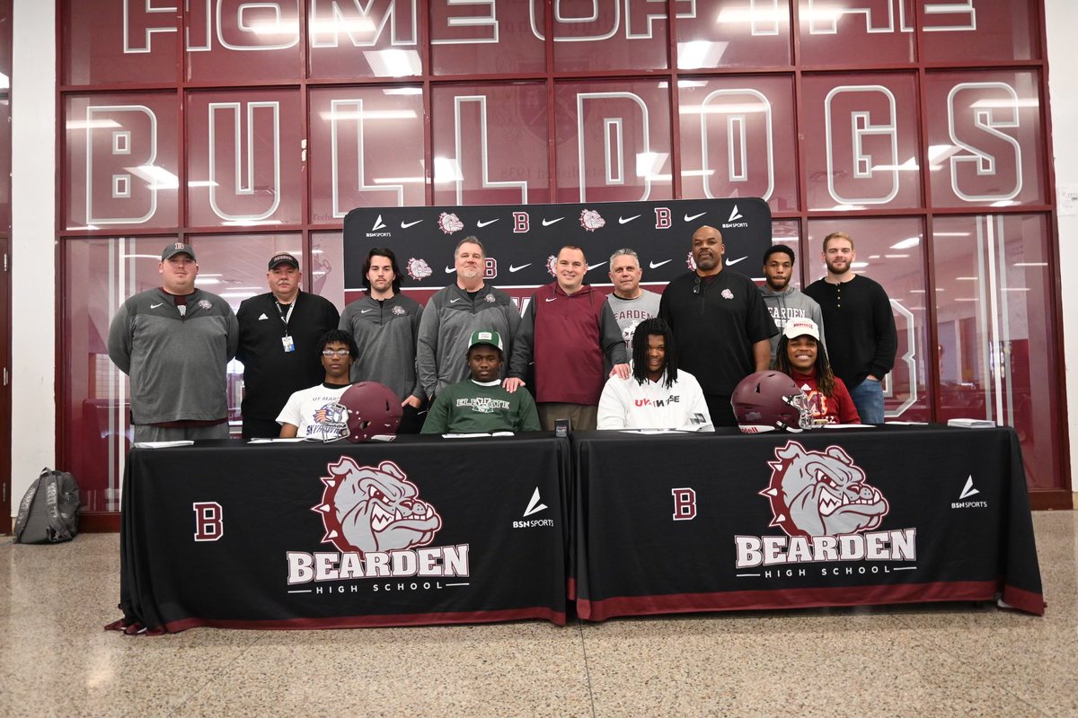 Congratulations to our four signees. We are so proud of you. Can’t wait to watch each of your journeys. Go be great. 

Adarion Patton UT Martin 
Tyson Pirtle Mississippi Valley State 
Brenden Releford UVA Wise 
Presean Brown Maryville College

#Dawgs #StudentAthletes
