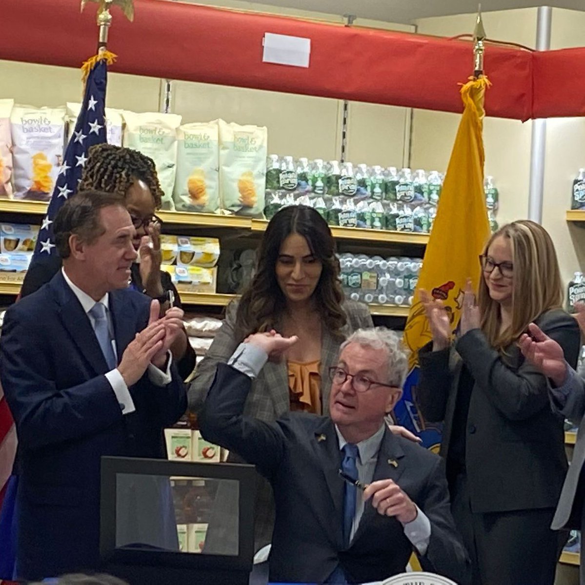 So proud to stand with <a href="/GovMurphy/">Governor Phil Murphy</a> and <a href="/SpeakerCoughlin/">Speaker Craig J. Coughlin</a> to sign a bill that makes NJ the first in the nation to secure a minimum monthly SNAP benefit of $95. As policy makers, we have leaned into this space and have made made great inroads in helping to address food insecurity.