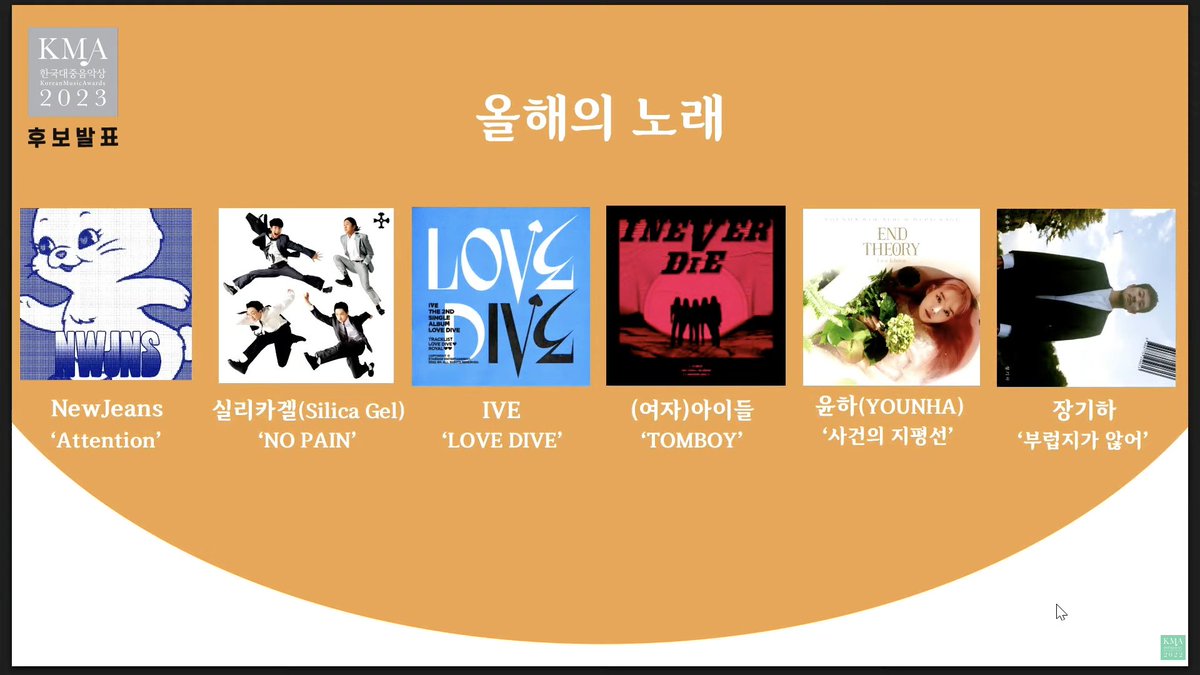minjae_jung's tweet photo. 제20회 #한국대중음악상 올해의 노래 부문 https://t.co/fzPMLgndKe
