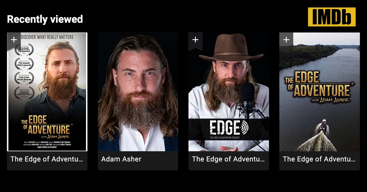 You know what? EVERY time to you visit these listings on IMDb, you help me out. They're counting. Link to IMDb: IMDb.me/adamasher

Take a look. Give us a 10-star rating. And keep an eye out for upcoming projects. 

#ThankYou

#AdamAsher
#TheEdgeOfAdventure
#BeyondStatusQuo