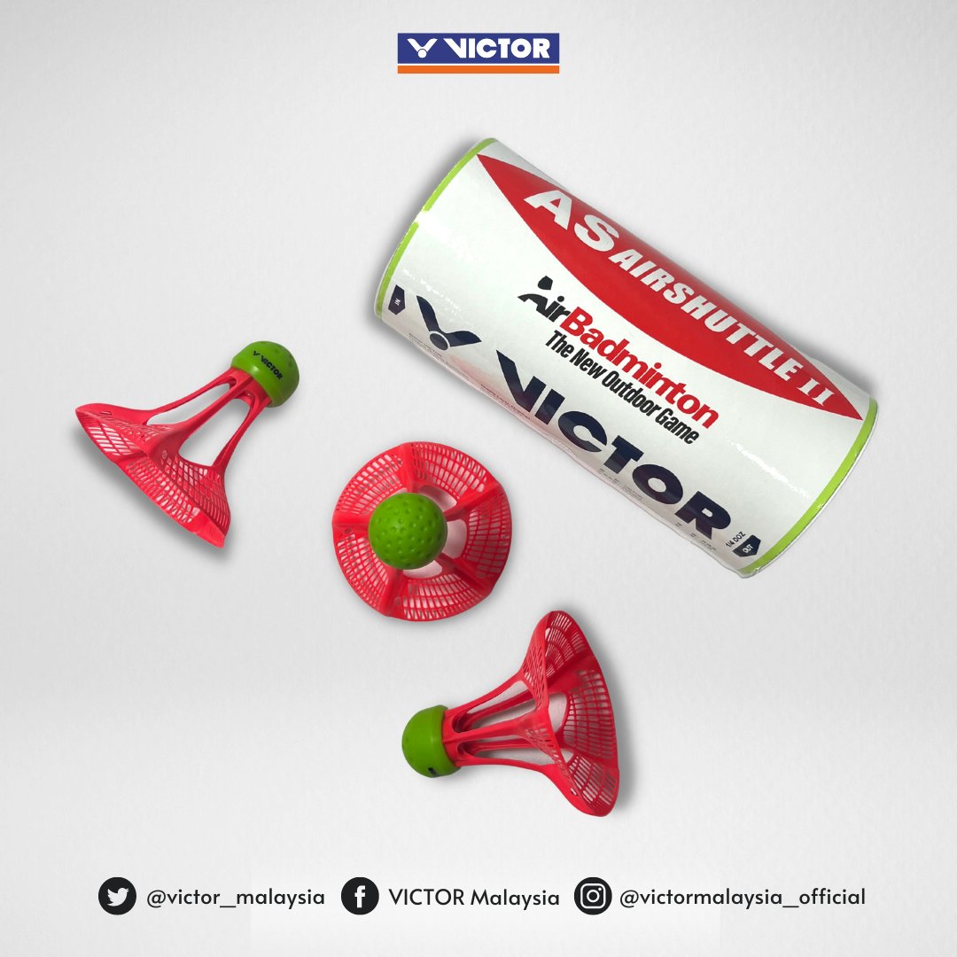 Introducing VICTOR AS Airshuttle II, the shuttlecock for Air Badminton!

Made of nylon, 5 pillars & small holes to increase its wind resistance for outdoor usage.

Weight comparison:
Air Shuttle II - 8g
Normal shuttlecock - 5 g

🛒: bit.ly/3RJMOid

#VICTOR #ReadyToWin