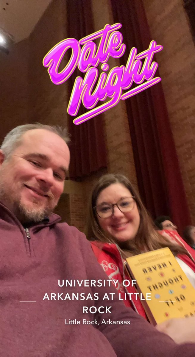 Inclusive and Inspiring Series Speaker was author Monica Guzman <a href="/moniguzman/">Mónica Guzmán</a> of “I never thought of it that way” <a href="/UALR/">UA Little Rock</a> ——-You know we both work in education when this is a date night 😊 #highered #intoit