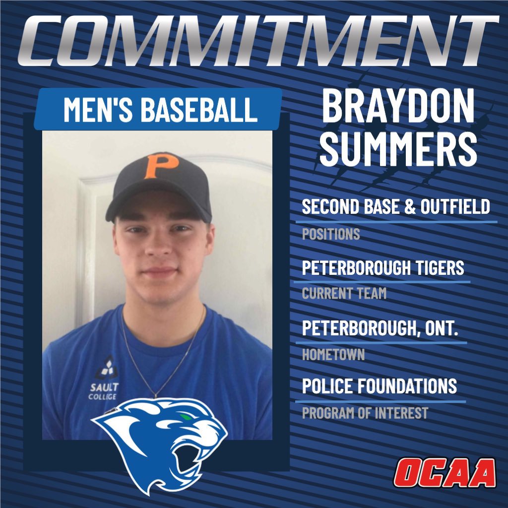 🚨🚨COMMITMENT ALERT 🚨🚨

Your Sault College Baseball team has signed a new recruit for the 2023 season.

Welcome Braydon to the cougar Family!🐾

#cougarpride🐾