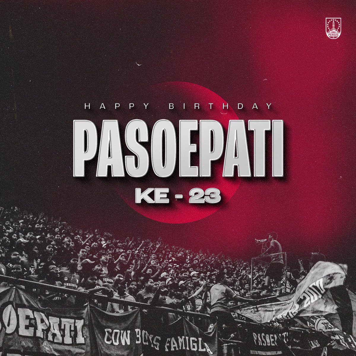 𝗦𝗲𝗹𝗮𝗺𝗮𝘁 𝗨𝗹𝗮𝗻𝗴 𝗧𝗮𝗵𝘂𝗻 𝗣𝗮𝘀𝗼𝗲𝗽𝗮𝘁𝗶 𝗸𝗲-𝟮𝟯! 🔴

Semakin solid dan konsisten berjuang bersama Laskar Sambernyawa, 𝘴𝘢𝘬𝘫𝘰𝘴𝘦! 👊

#LaskarSambernyawa      
#BAN99ASAMBERNYAWA
