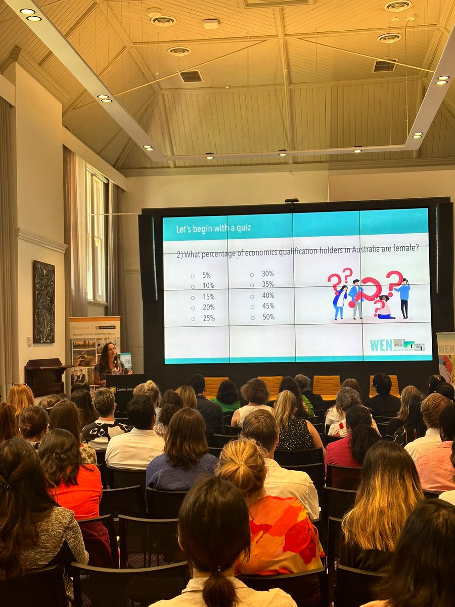 BankwestCurtin's tweet photo. An informative #AGEW2023 presentation by @leonora_risse on the importance of @WomenEconAU to #genderequality in economics.

“We’re not putting the onus on women to fix things… we’re highlighting and calling out the inequalities and the system that needs to change.” https://t.co/Pu6RcQWtx9