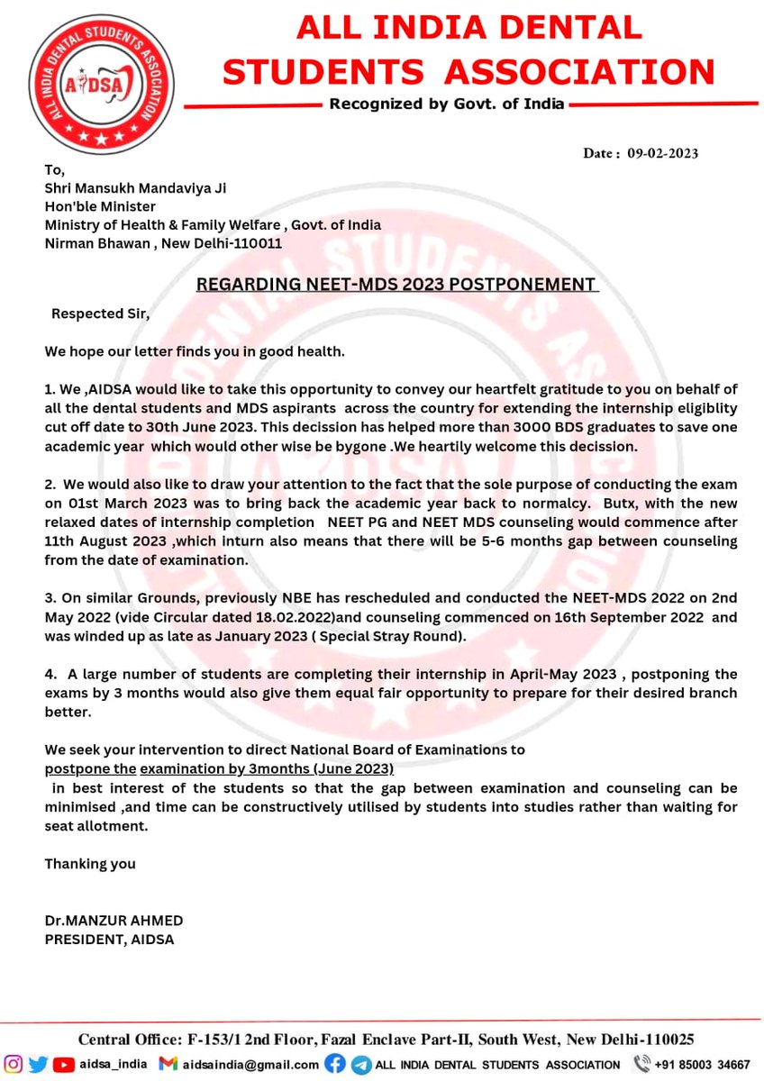 All India Dental Students&Surgeons Association tweet media