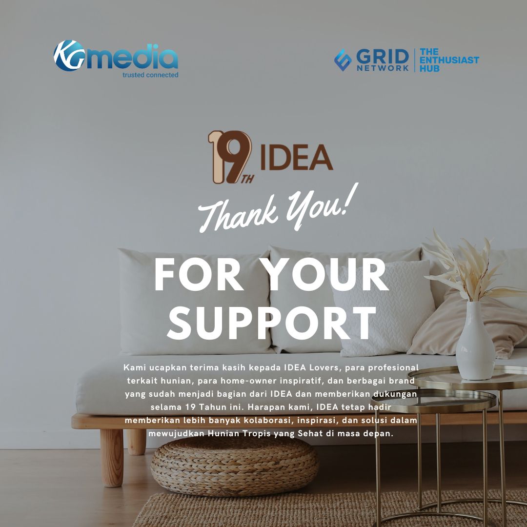 iDEAOnline's tweet photo. Hari ini, tepat menandai perjalanan IDEA selama 19 tahun. 

Selama 19 tahun IDEA senantiasa hadir memberikan inspirasi seputar desain hunian, gaya hidup di rumah, serta solusi dalam meningkatkan kualitas bangunan dan kualitas hidup penghuninya. https://t.co/WKFpnsku8Q